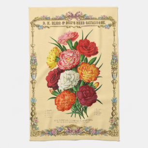 Linge De Cuisine Œillets Art Botanique Rétro Ère Victorienne
