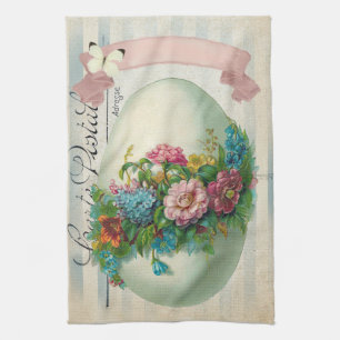 Linge De Cuisine Oeuf de Pâques à fleurs victorien
