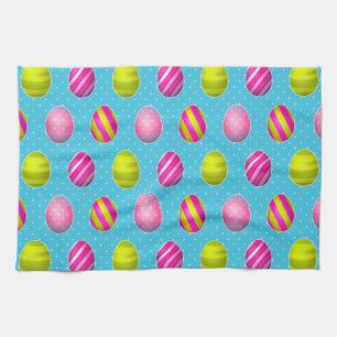 Linge De Cuisine Oeufs de pâques colorés sur l'arrière - plan de