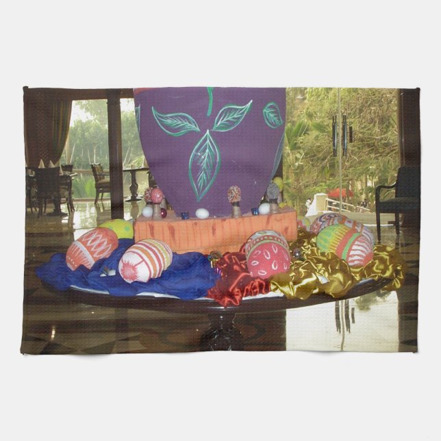 Linge De Cuisine OEufs de Pâques décorés (Horizontal)