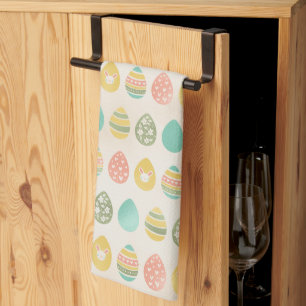 Linge De Cuisine Œufs de Pâques pastel colorés élégants 