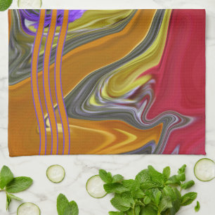 Linge De Cuisine OEuvre Abstraite de la vague de liquides funky
