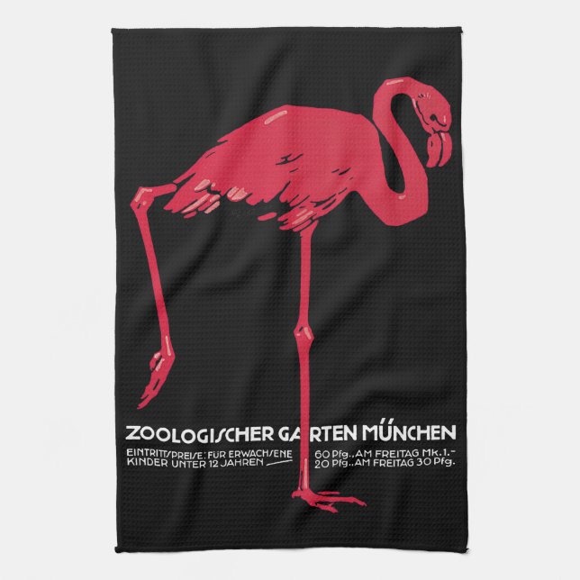 Linge De Cuisine Oiseau de Flamant rose rose vintage en Allemagne a (Vertical)