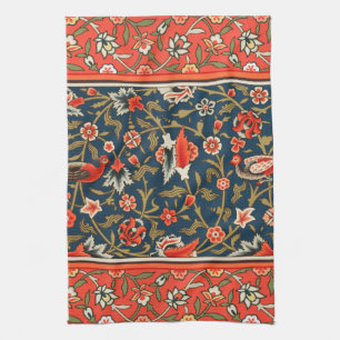 Linge De Cuisine Oiseau et fleurs Perse Motif bleu rouge