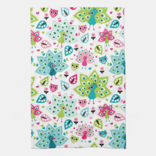 Linge De Cuisine oiseau et hibou de paon