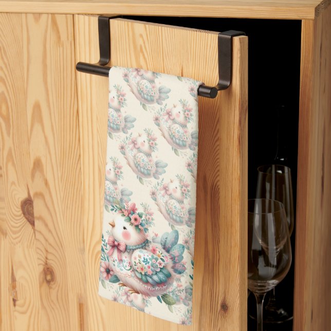 Linge De Cuisine Oiseau folklorique floral au charme Pastel Boho (Pliage en tiers)