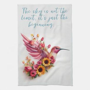 Linge De Cuisine Oiseau Humide Personnalisé volant avec des fleurs