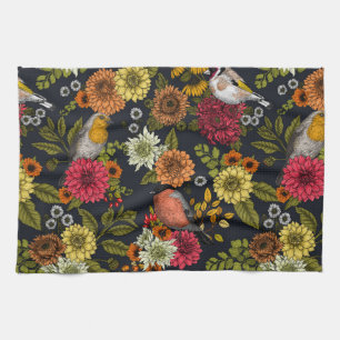 Linge De Cuisine Oiseaux de jardin et fleurs 2