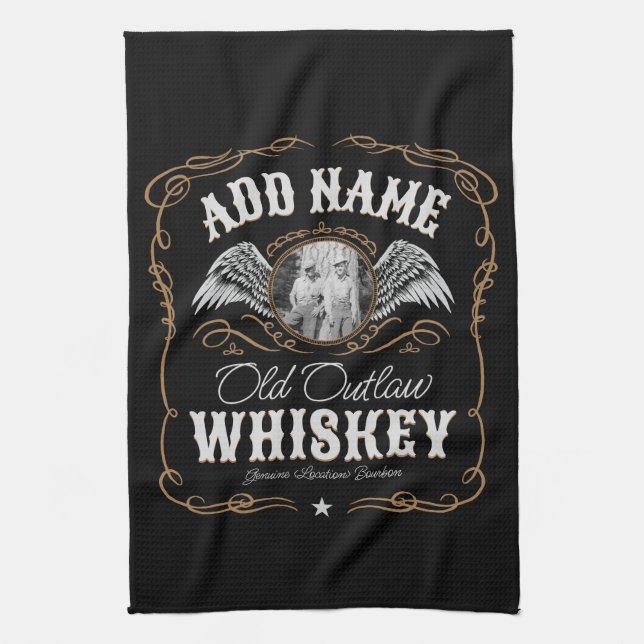 Linge De Cuisine Old Moonshine Whiskey Étiquette AJOUTER PHOTO Nom  (Vertical)