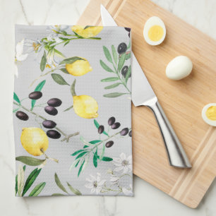 Linge De Cuisine Olives, Toscane, fleurs, Méditerranée, citron