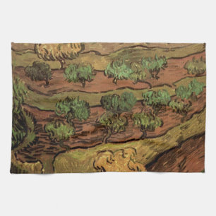 Linge De Cuisine Oliviers de Van Gogh contre la pente d'une colline