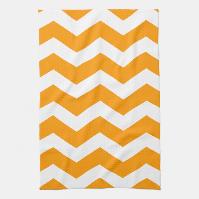 Linge De Cuisine Or et blanc Chevron (Vertical)