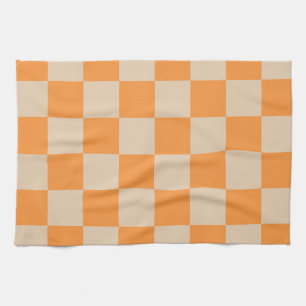 Linge De Cuisine Orange À damiers En vichy Motif
