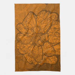 Linge De Cuisine Orange Abstrait Dahlia
