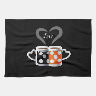 Linge De Cuisine Orange + Black Coffee Color Design tendance POP AR