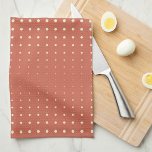 Linge De Cuisine Orange brûlée et Crème en cascade bandes de points