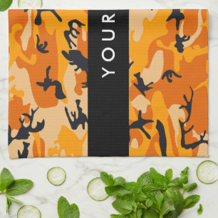 Linge De Cuisine Orange Camouflage Votre nom Personnalisez