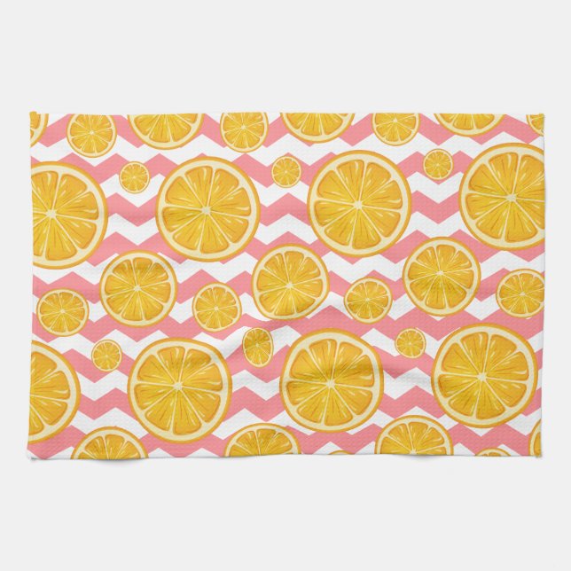 Linge De Cuisine Orange Citrus Chevron Stripes (Horizontal)