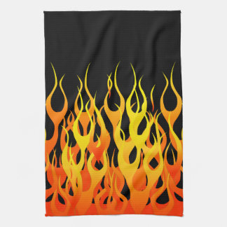 Linge De Cuisine Orange classique emballant des flammes sur le feu