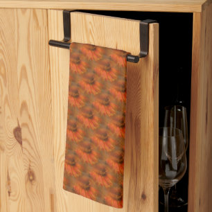 Linge De Cuisine Orange Daisy Flower Nature Motif  