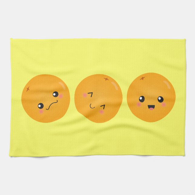 Linge De Cuisine Orange de Kawaii roulant autour (Horizontal)