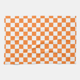 Linge De Cuisine Orange et blanc Checkered