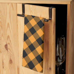 Linge De Cuisine Orange et noir Buffalo Vérifiez Halloween