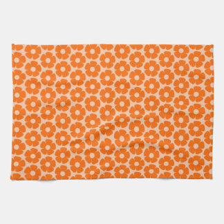 Linge De Cuisine Orange et Pêche Retro 60s motif floral 