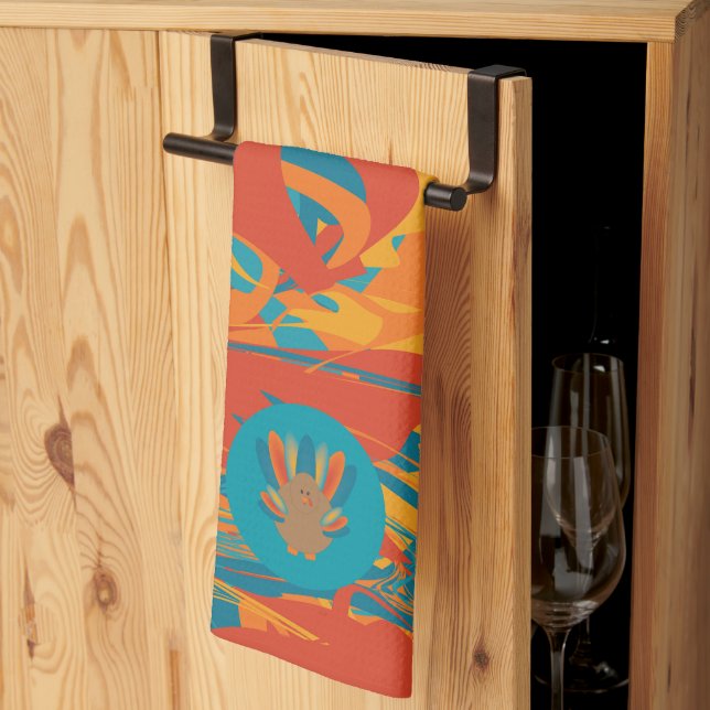 Linge De Cuisine Orange et Turquie Turquoise (Pliage en tiers)