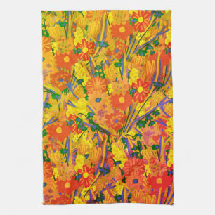 Linge De Cuisine Orange Floral gai