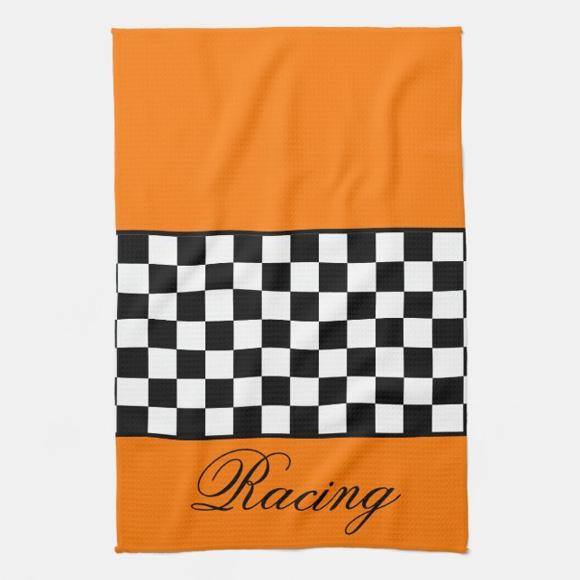 Linge De Cuisine Orange Racing Thème (Vertical)