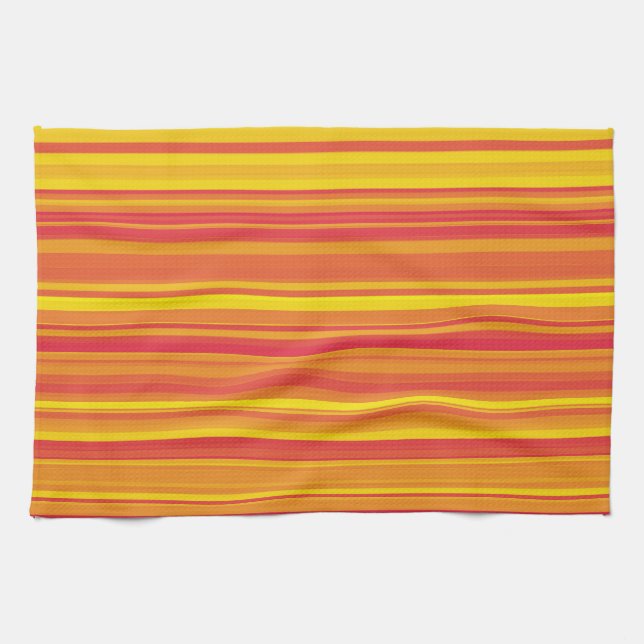 Linge De Cuisine Orange rouge jaune rayures (Horizontal)