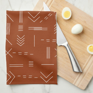 Linge De Cuisine Orange Terracotta Magnifique Motif géométrique