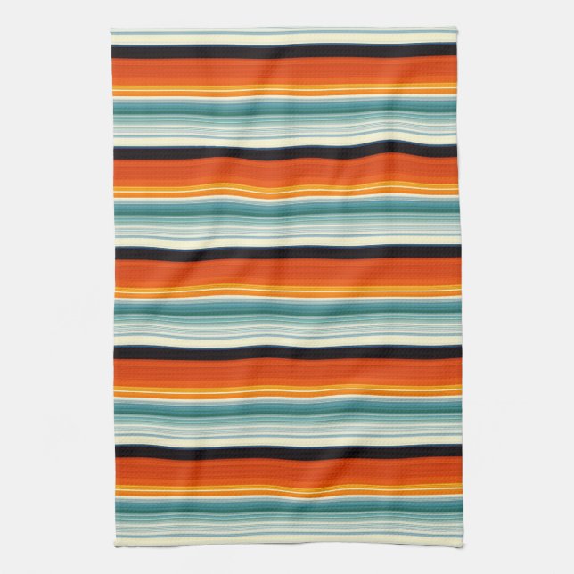 Linge De Cuisine Orange Turquoise trié (Vertical)