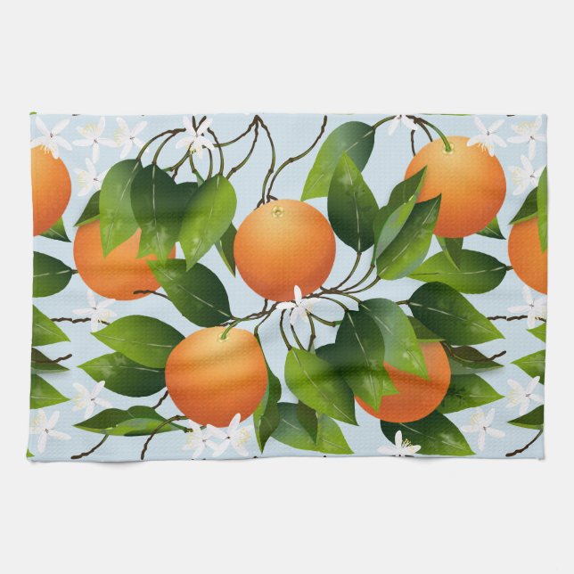 Linge De Cuisine Oranges Agrumes Fruit Floral (Horizontal)