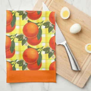 Linge De Cuisine Oranges vintages Motif Jaune Orange Bordure