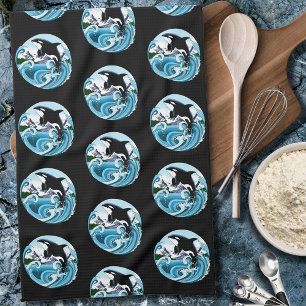 Linge De Cuisine Orca Killer Whale Blue Ocean