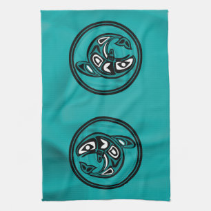 Linge De Cuisine Orca Whale, d'origine américaine, turquoise
