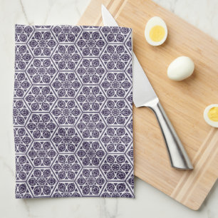 Linge De Cuisine Oriental Bleu Blanc Rosette Turque Art géométrique