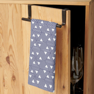 Linge De Cuisine Oriental Blue Navy Japon Triangle géométrique