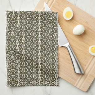 Linge De Cuisine Oriental Green Matsuba Asanoha Japon Motif