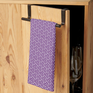 Linge De Cuisine Oriental violet blanc Ayame Japon Motif Bishamon