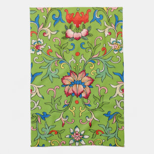 Linge De Cuisine Ornement chinois vintage Owen Jones floral vert