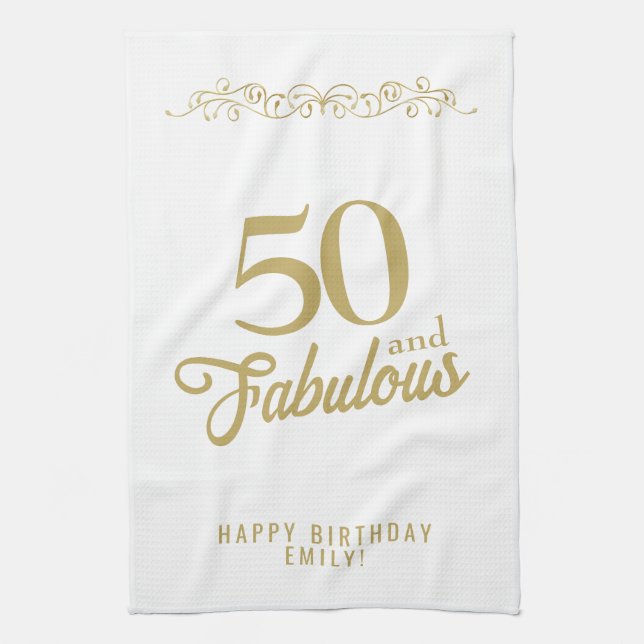 Linge De Cuisine Ornement élégant 50 et Fabuleux 50e anniversaire (Vertical)