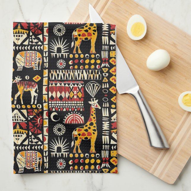 Linge De Cuisine Ornement traditionnel ethnique africain, patte tri (Quart Plié)