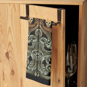 Linge De Cuisine Ornement Vert Goth Sage Avec Crâne