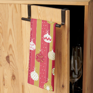 Linge De Cuisine Ornements d'arbre de Noël jaune rouge
