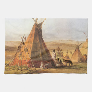 Linge De Cuisine Ouest d'Amérique vintage, Teepees on Plain par Bod