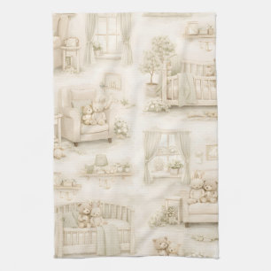 Linge De Cuisine Ours en peluche de la nurserie neutre beige motif