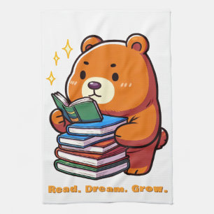 Linge De Cuisine Ours lisant mignon avec livres Kawaii